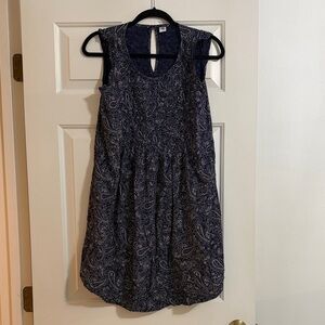 Sleeveless Navy Paisley Maternity Dress with Keyhole Back